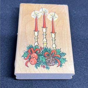 Candlestick with greenery stamp